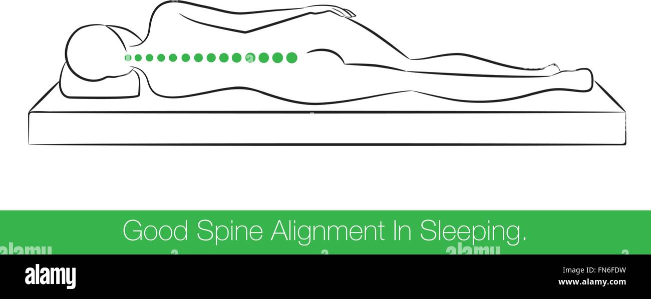 Buon allineamento della colonna vertebrale del sonno. Illustrazione Vettoriale
