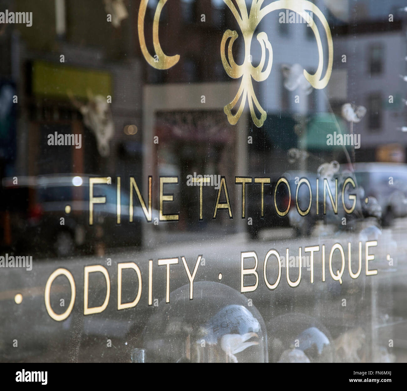 Salotto tattoo di Brooklyn, NY Foto Stock