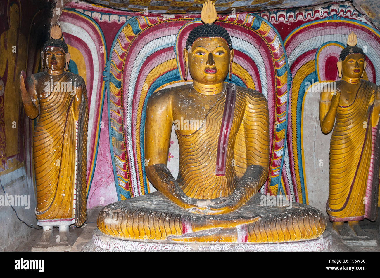 Le effigi del Buddha a grotta templi di Dambulla, Sri Lanka Foto Stock