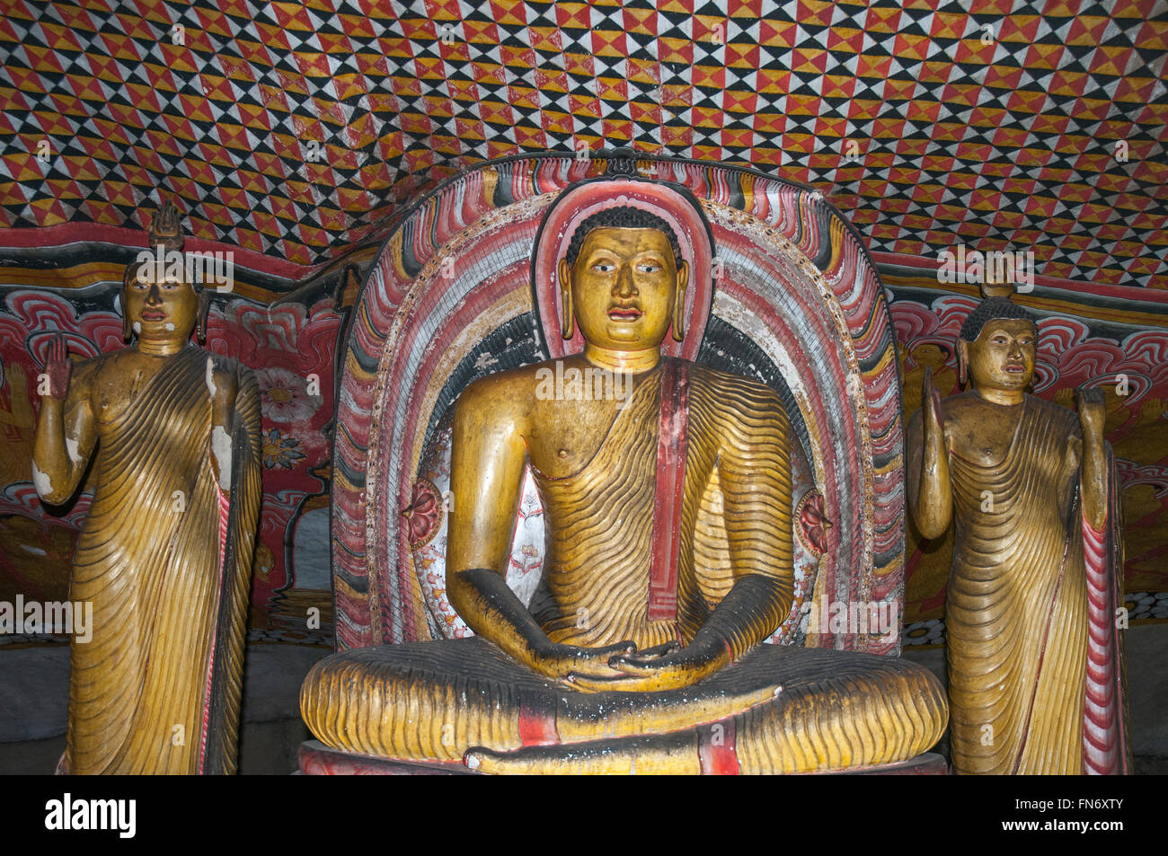 Le effigi del Buddha a grotta templi di Dambulla, Sri Lanka Foto Stock