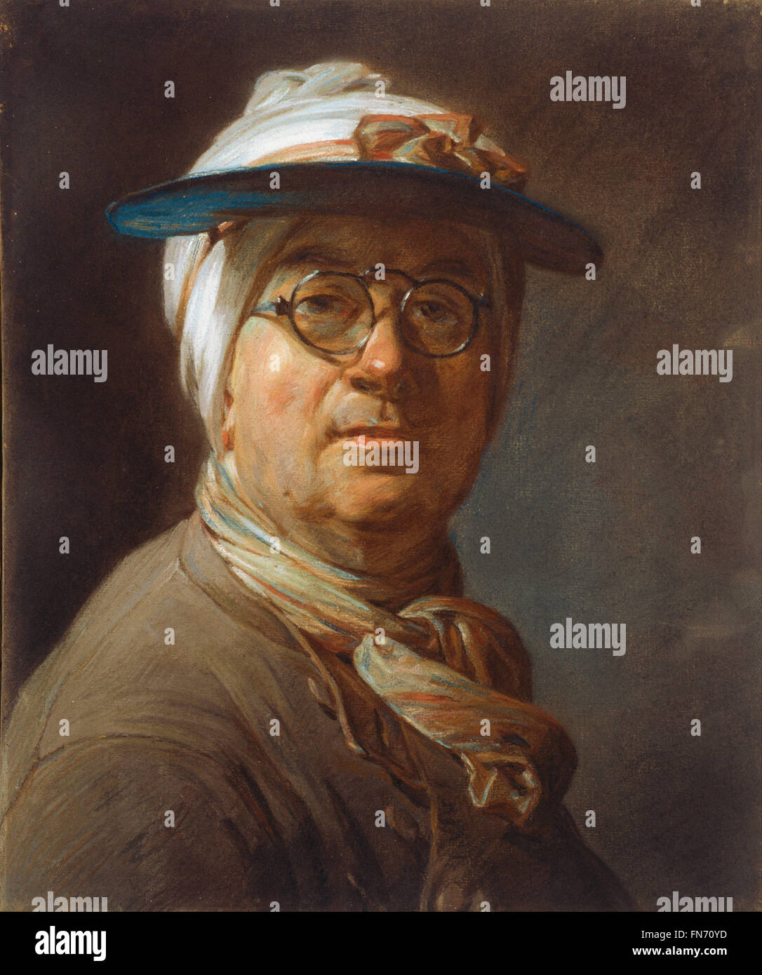 Jean Siméon Chardin - Autoritratto con una visiera Foto Stock