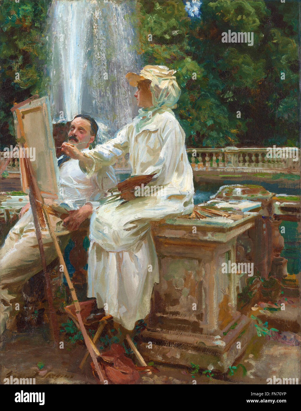 John Singer Sargent - La Fontana, Villa Torlonia a Frascati, Italia Foto Stock