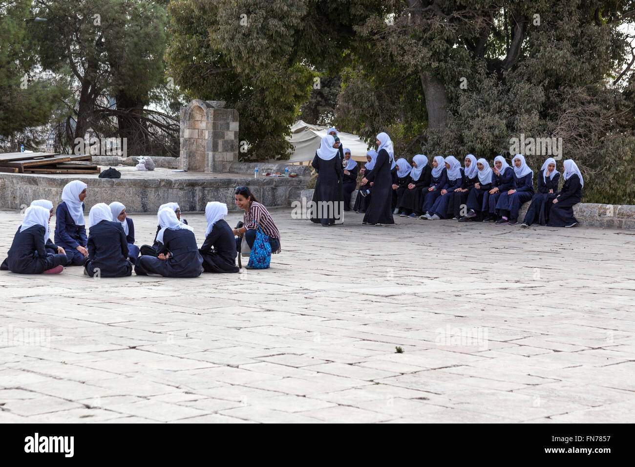 Festa della scuola di al-Haram ash-Sharif o Monte del Tempio, la Città Vecchia di Gerusalemme Foto Stock