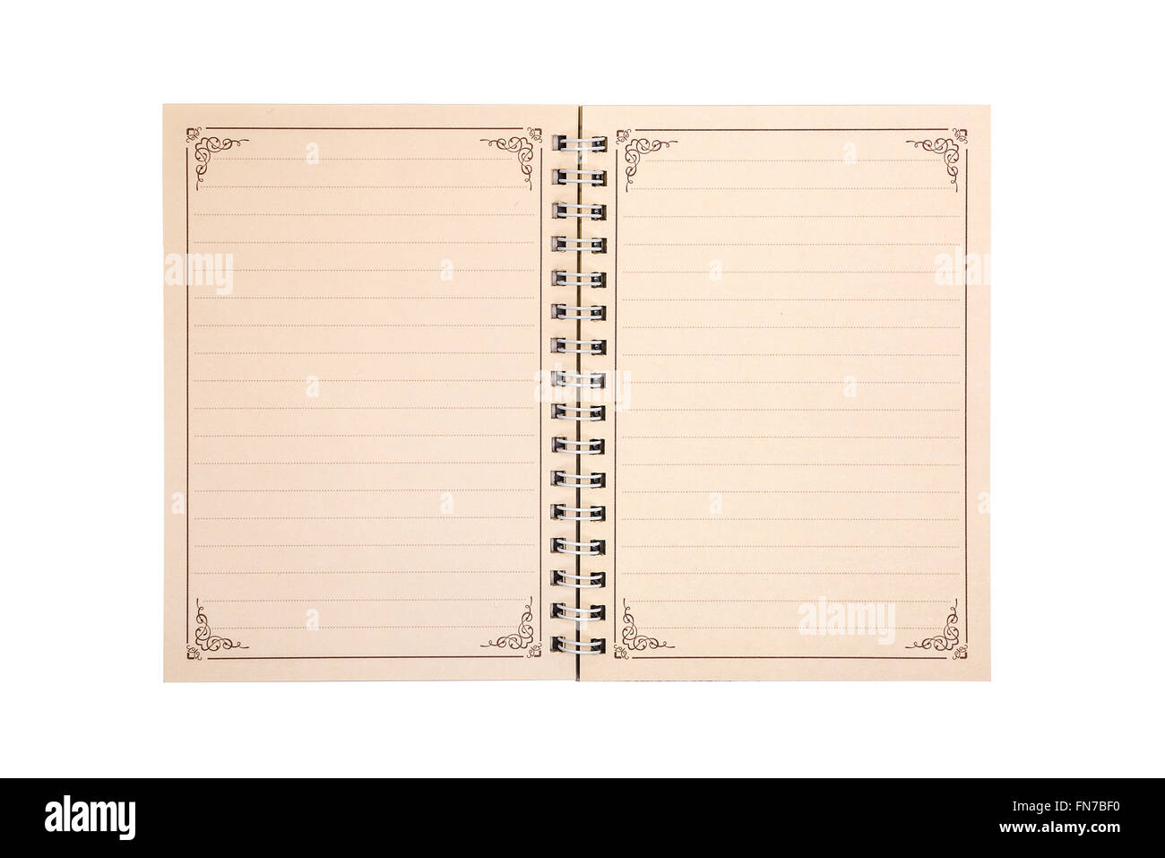 Blocco note con le pagine aperte. Foto Stock