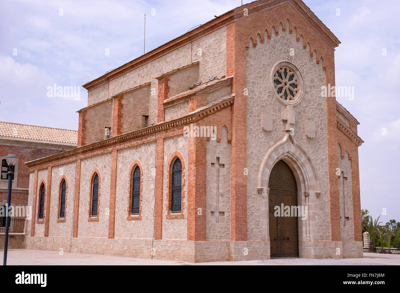 Cappella vicino a Algorfa in Spagna costruito nel 1901 utilizzando locale pietra di cava. Foto Stock
