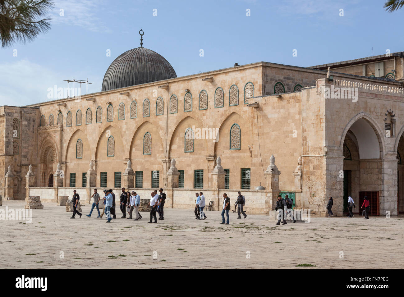 La Moschea di Al-Aqsa o Bayt al-Muqaddas, la Città Vecchia di Gerusalemme Foto Stock