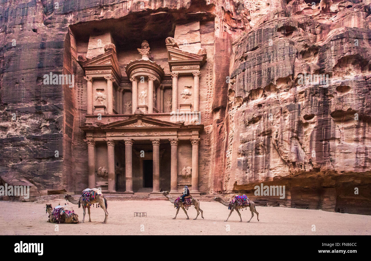 Edificio del tesoro, Petra, Giordania Foto Stock