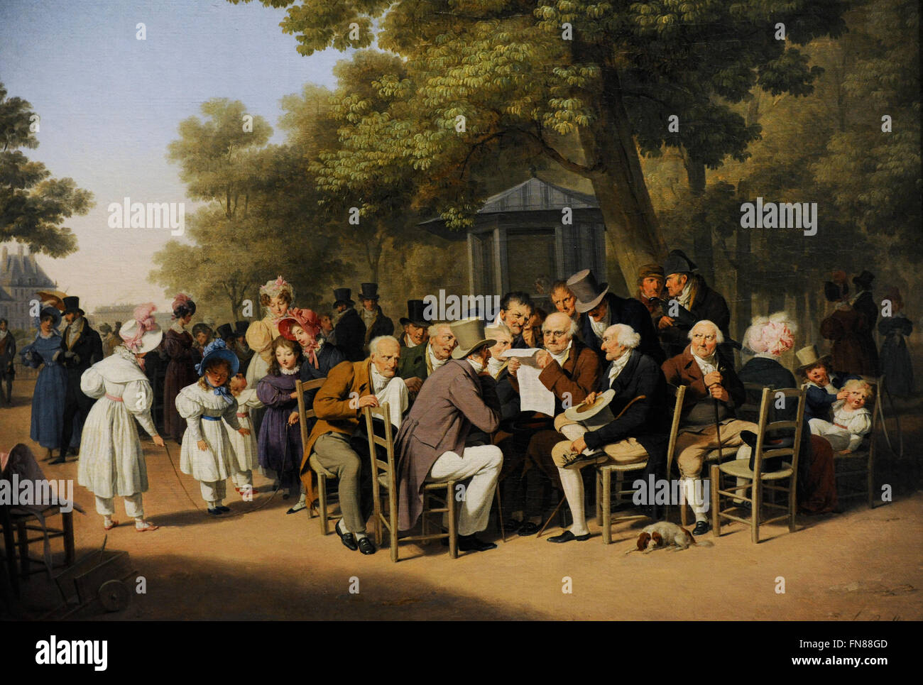 Louis Leopold Boilly (1761-1845). Pittore Francese. Politici nei giardini Tuileries, 1832. Olio su tela. Lo stato Museo Hermitage. San Pietroburgo. La Russia. Foto Stock