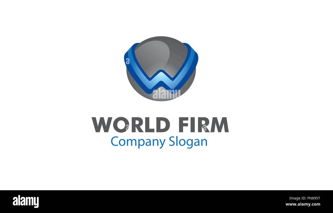 World firm W Letter Alphabet Circle Logo Symbol Vector Design Illustration Illustrazione Vettoriale
