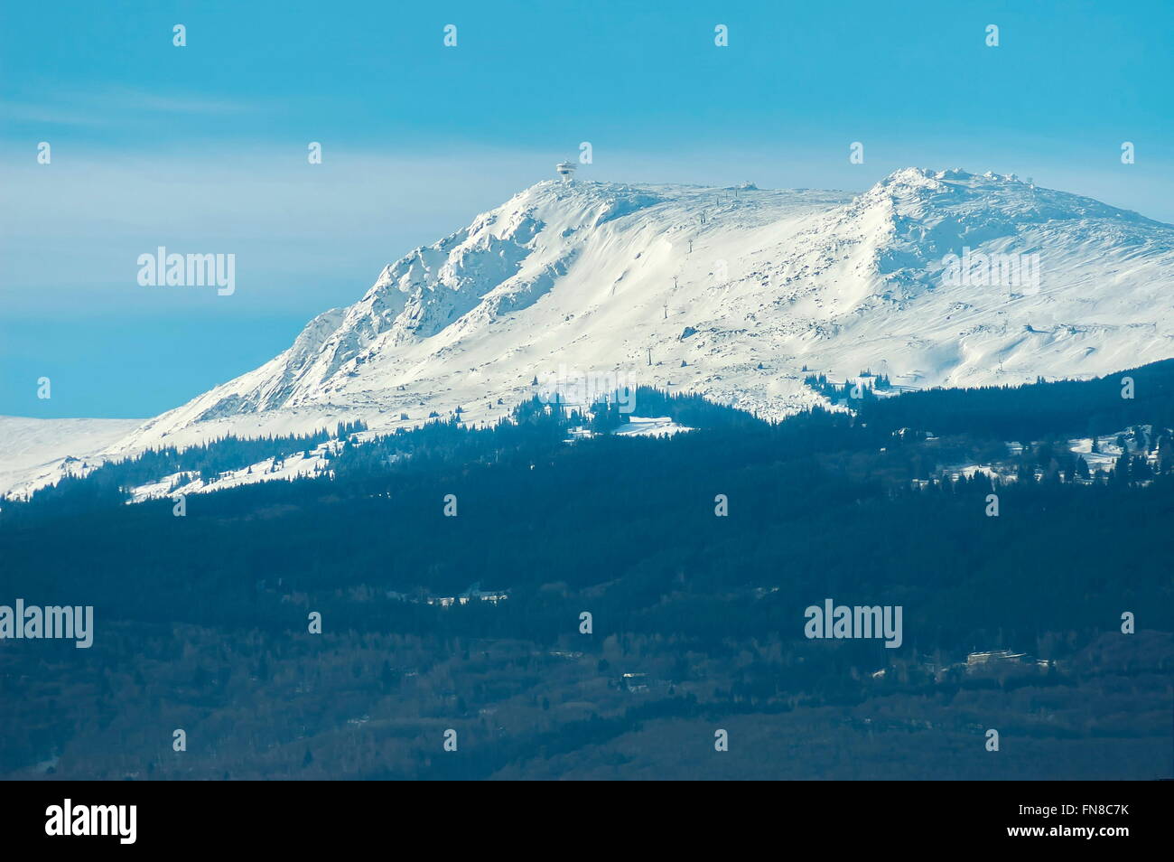 Snowy montagna Vitosha in inverno, Bulgaria Foto Stock