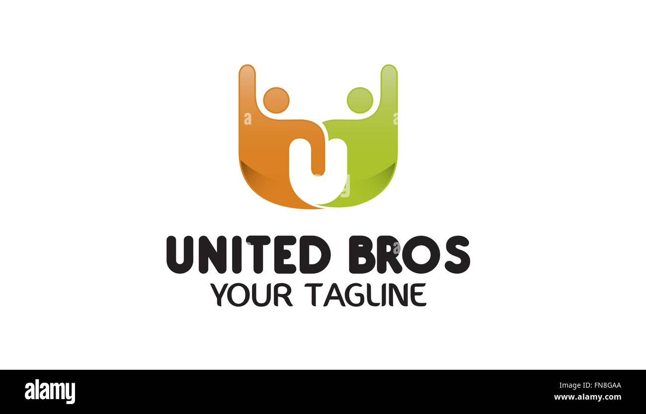 United Bros due persone Logo Vector Design Illustrazione Illustrazione Vettoriale