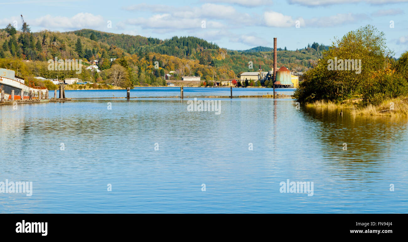 Vista su tutta Willapa Bay a South Bend, nello Stato di Washington, USA Foto Stock