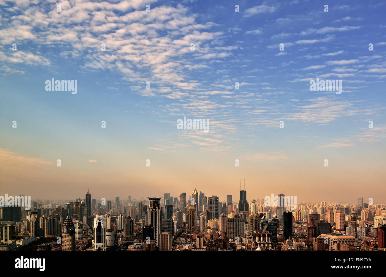 Lo skyline di Shanghai, Huangpu, Cina Foto Stock