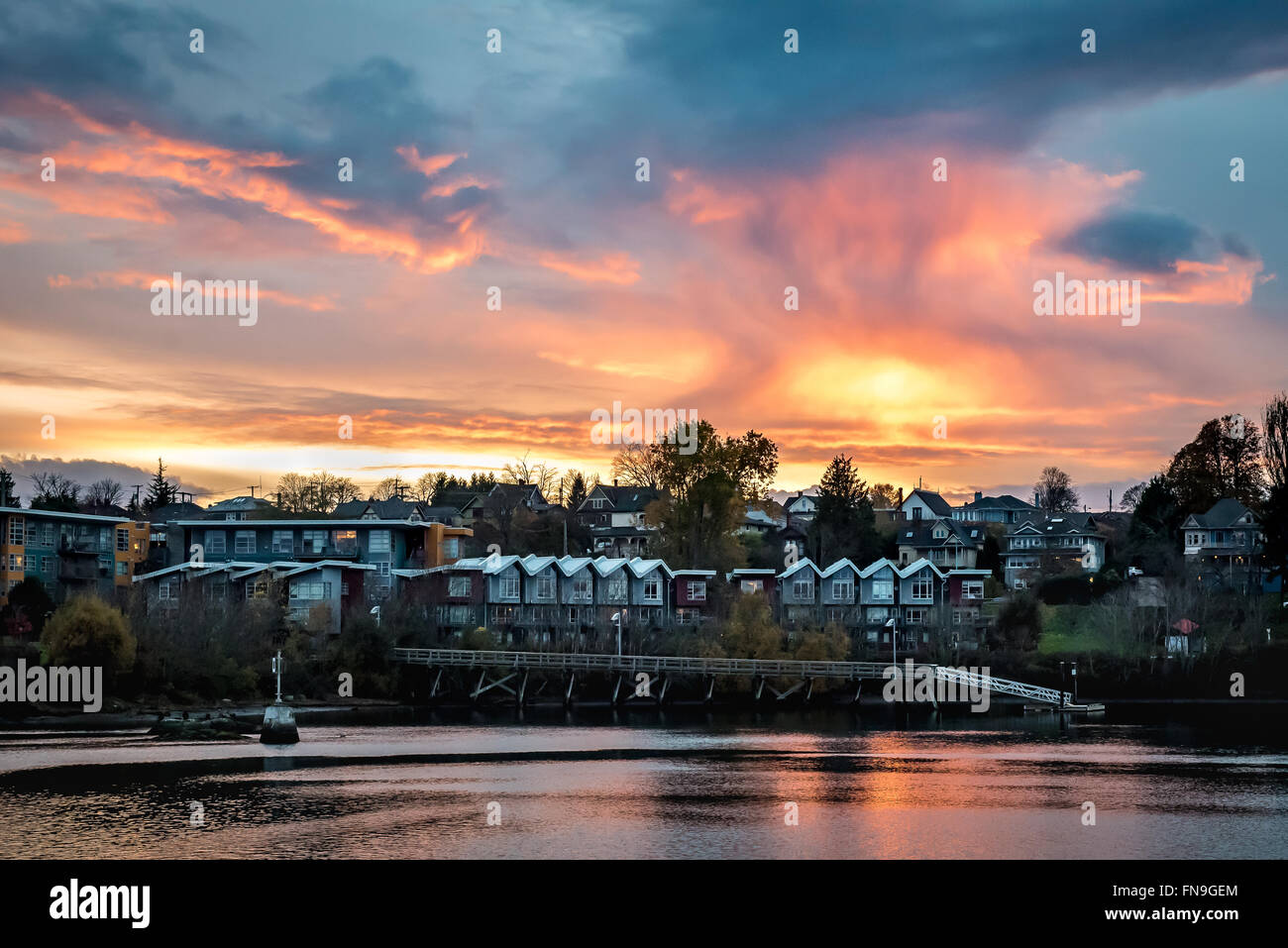 Case dall'acqua, Victoria, British Columbia, Canada Foto Stock