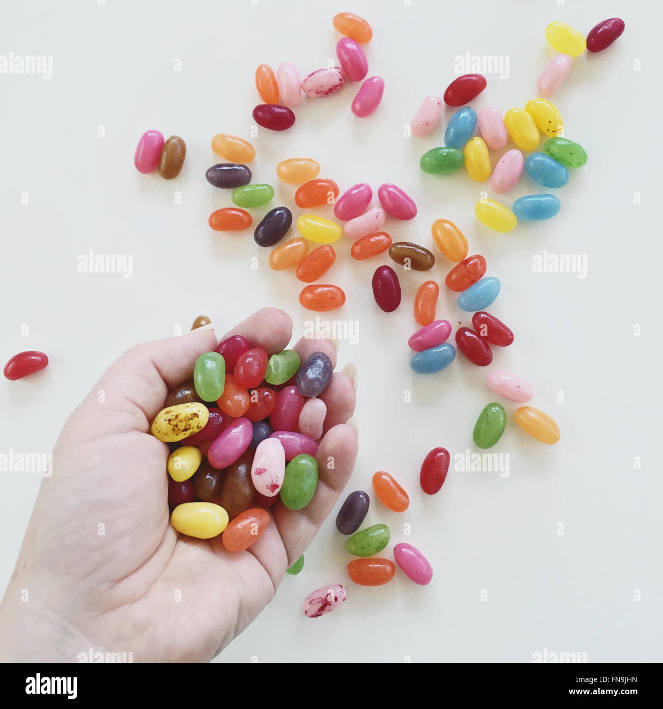 Manciata di Jelly Beans Foto Stock
