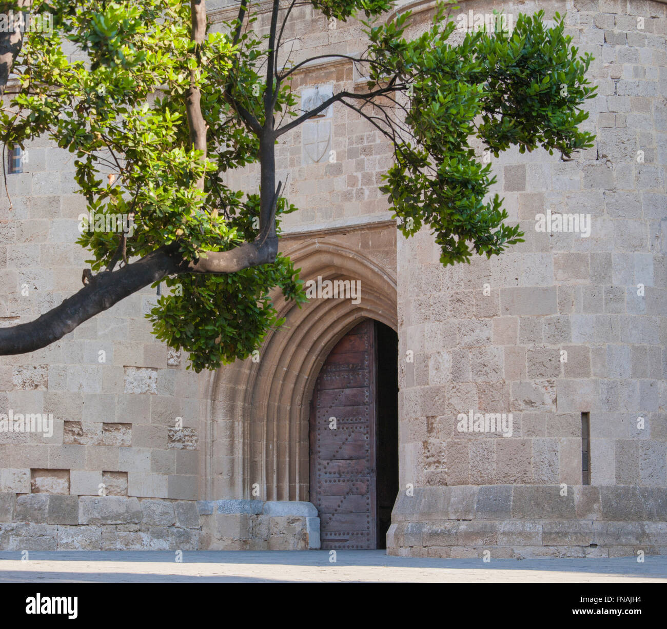 La città di Rodi, rodi, Egeo Meridionale, Grecia. Gatehouse fortificata del Palazzo del Gran Maestro. Foto Stock