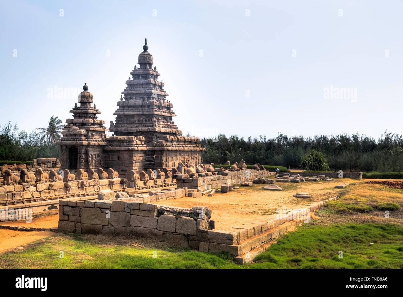 Tempio Shore, Mahabalipuram, Tamil Nadu, India Foto Stock