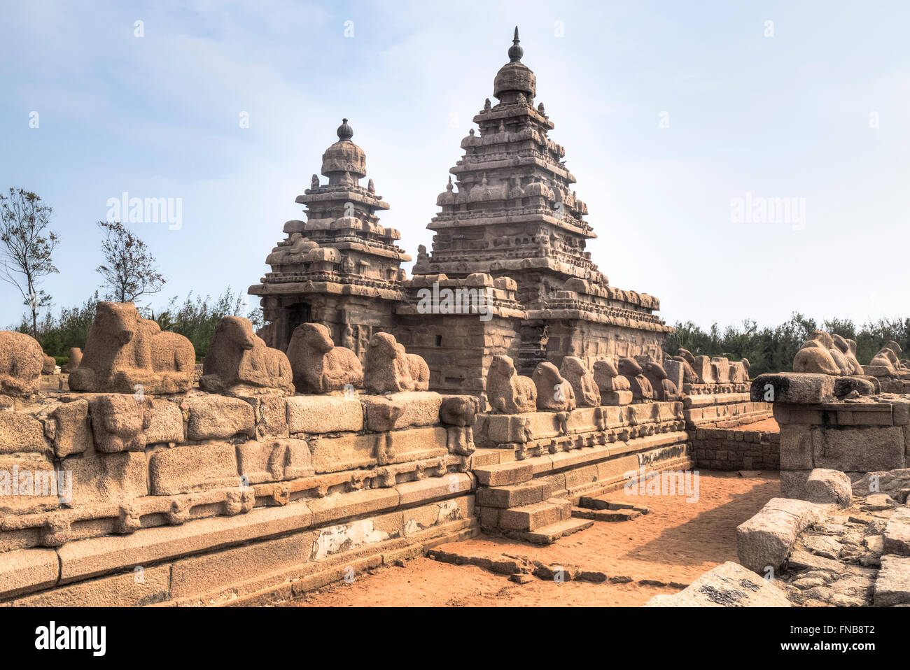 Tempio Shore, Mahabalipuram, Tamil Nadu, India Foto Stock
