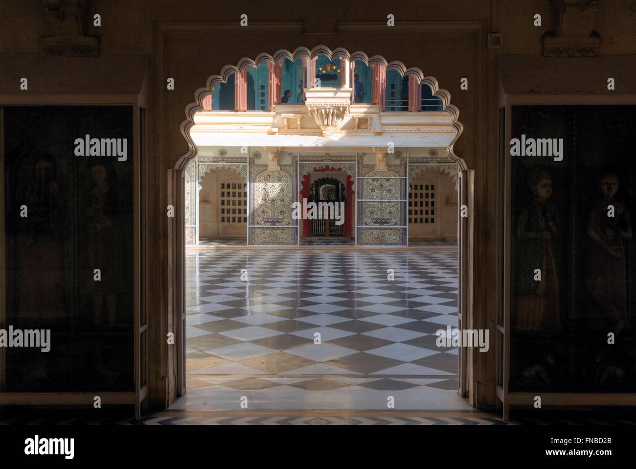 Palazzo di Città, Udaipur, Lago Pichola, Rajasthan, India Foto Stock