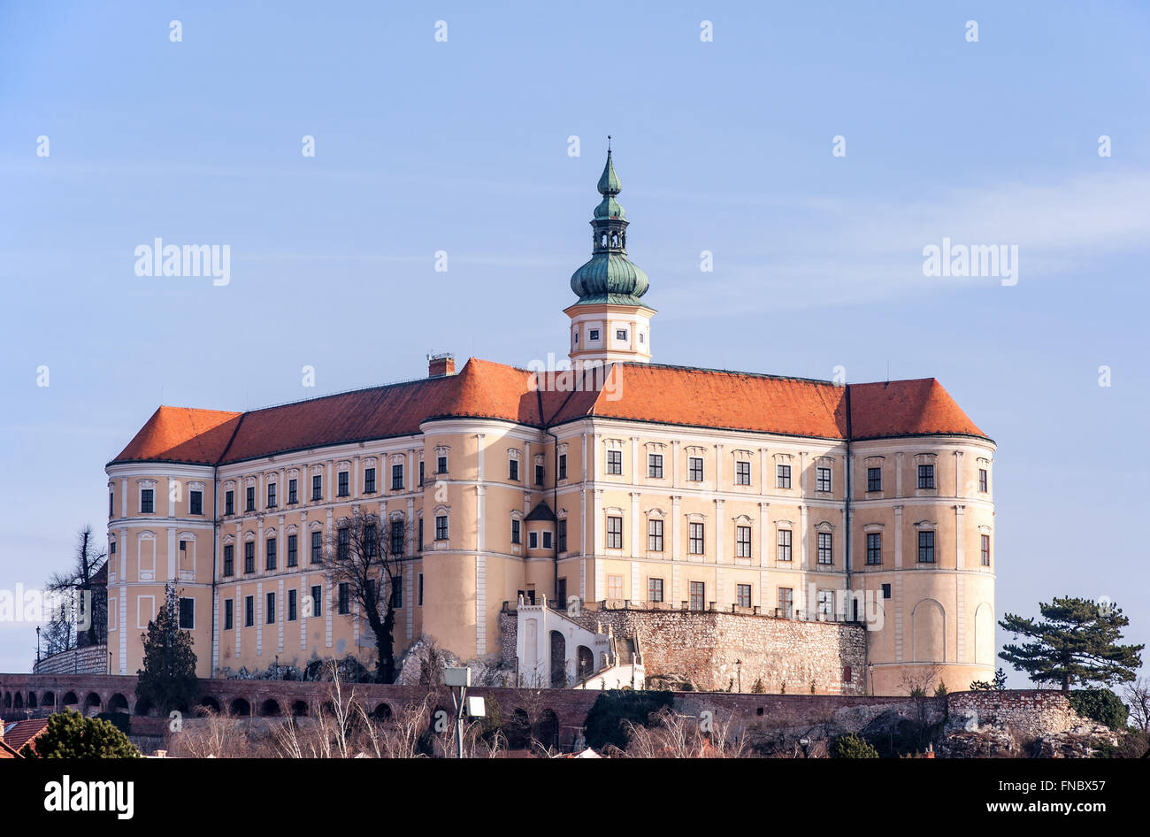 Mikulov castle in Moravia del Sud, Repubblica Ceca Foto Stock