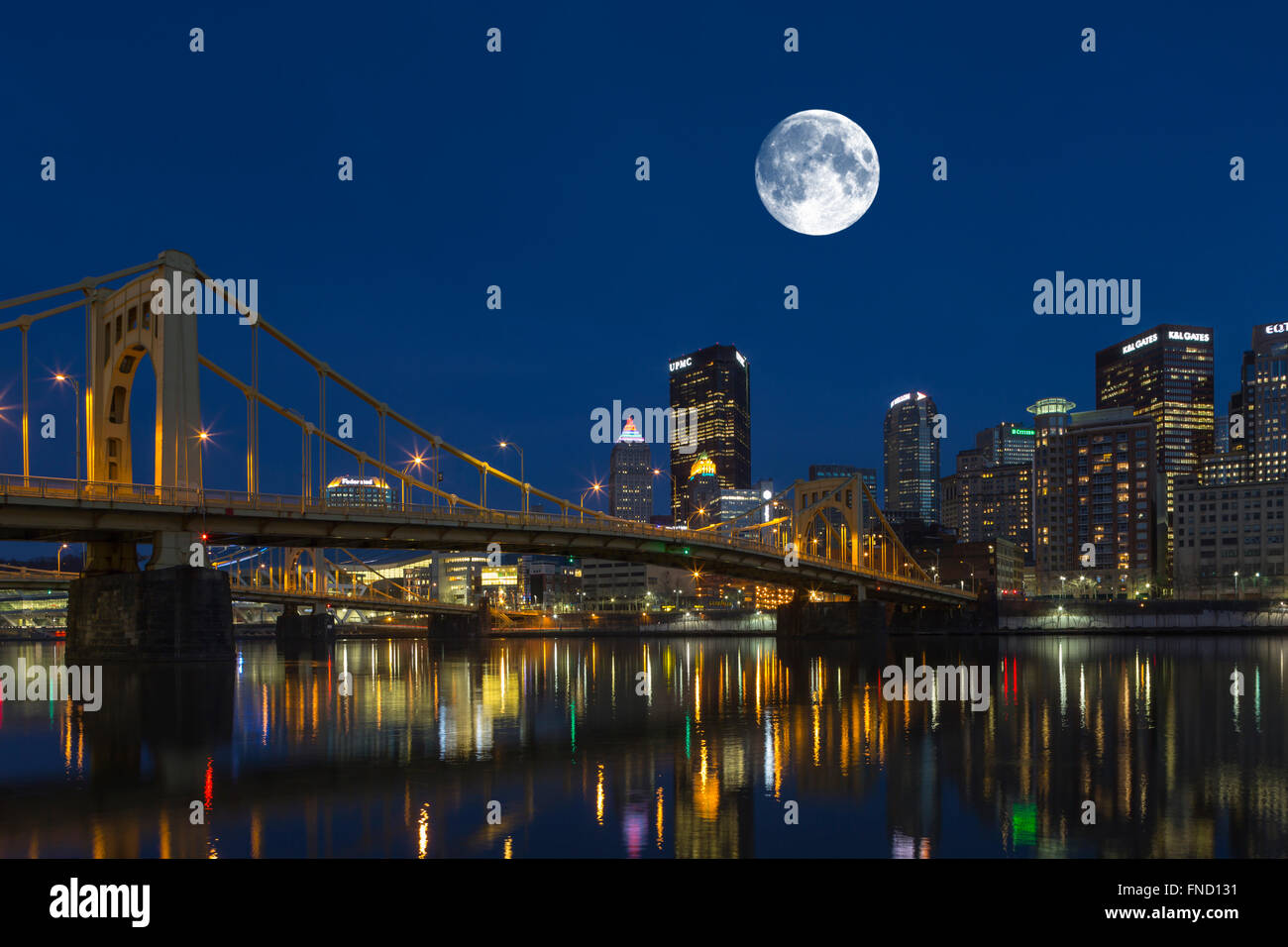 ANDY WARHOL BRIDGE skyline del centro fiume ALLEGHENY PITTSBURGH PENNSYLVANIA USA Foto Stock