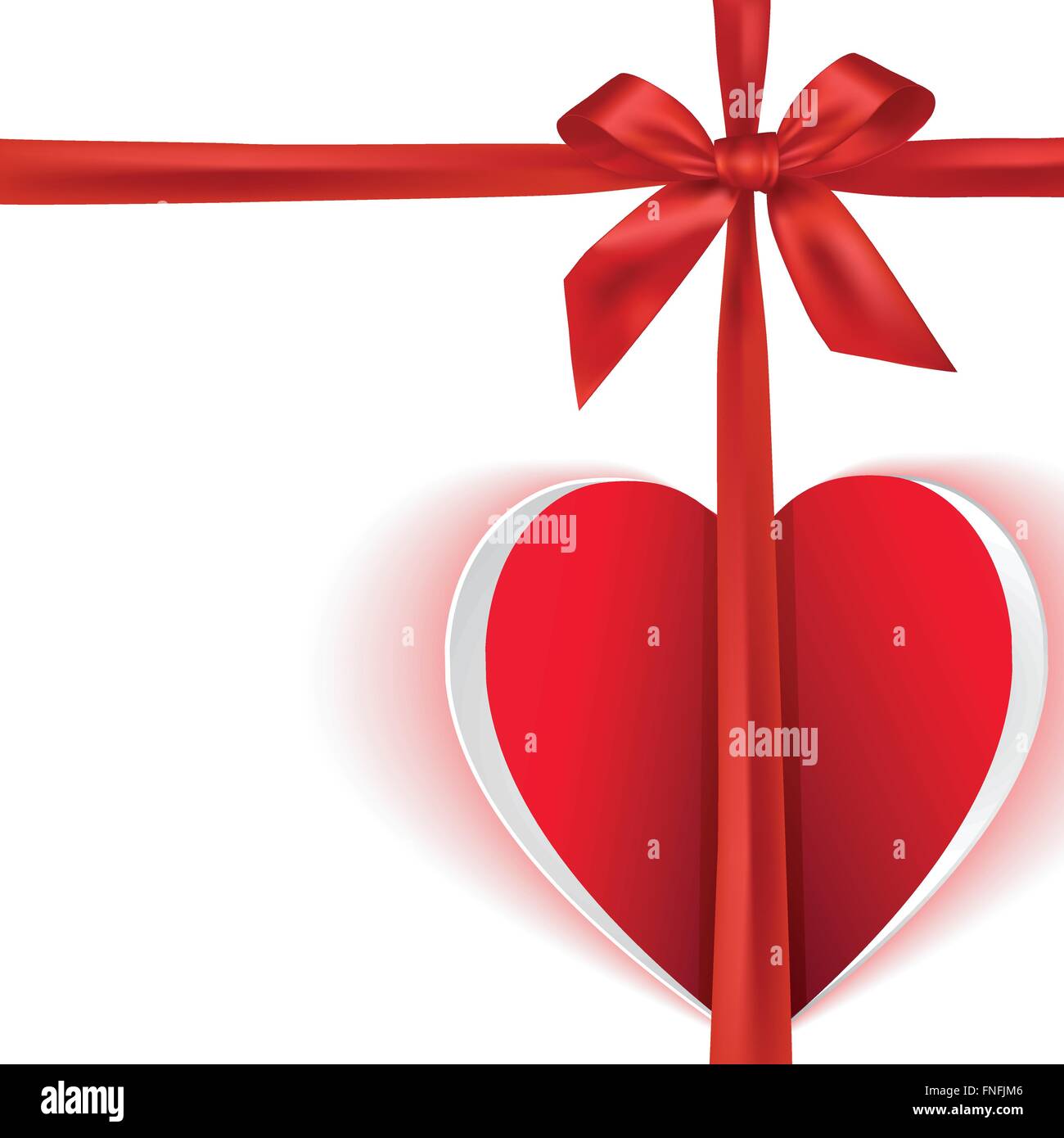 Dono prua con cuore di carta e copy-spazio della scheda Messaggi di saluto Illustrazione Vettoriale
