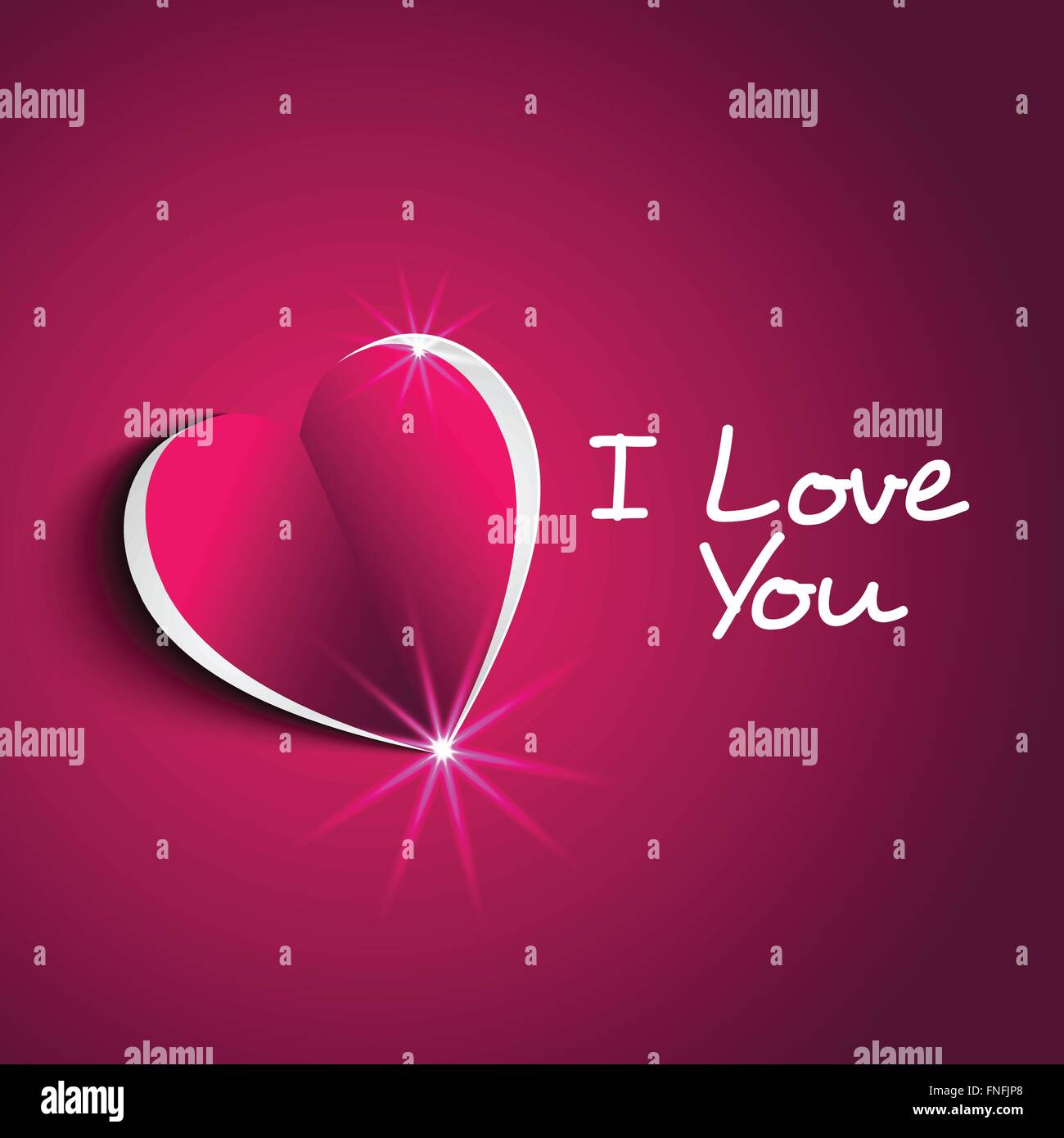 Ti amo messaggio con carta moderna forma di cuore in background carino Illustrazione Vettoriale