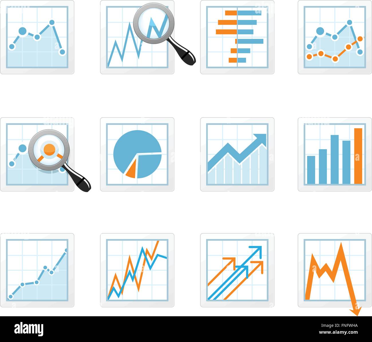 Le statistiche e i dati analitici delle icone con diagrammi Illustrazione Vettoriale