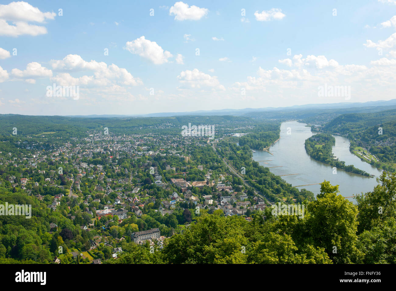 Deutschland, Königswinter, Blick vom Drachenfels auf Bad Honnef Foto Stock