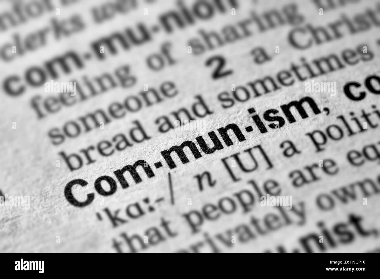 Il comunismo parola definizione testo nella pagina del dizionario Foto Stock
