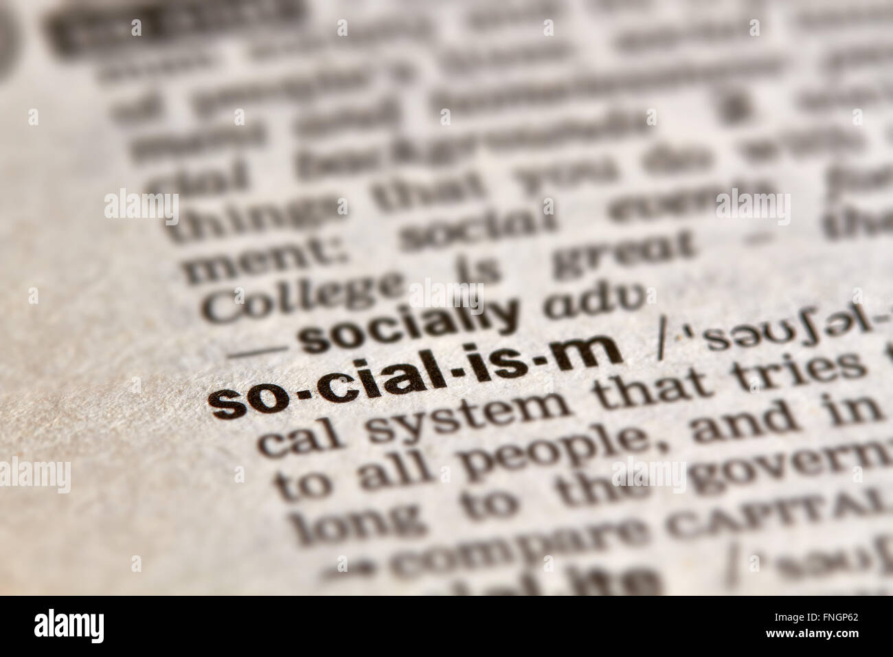 Il socialismo definizione parola di testo nella pagina del dizionario Foto Stock