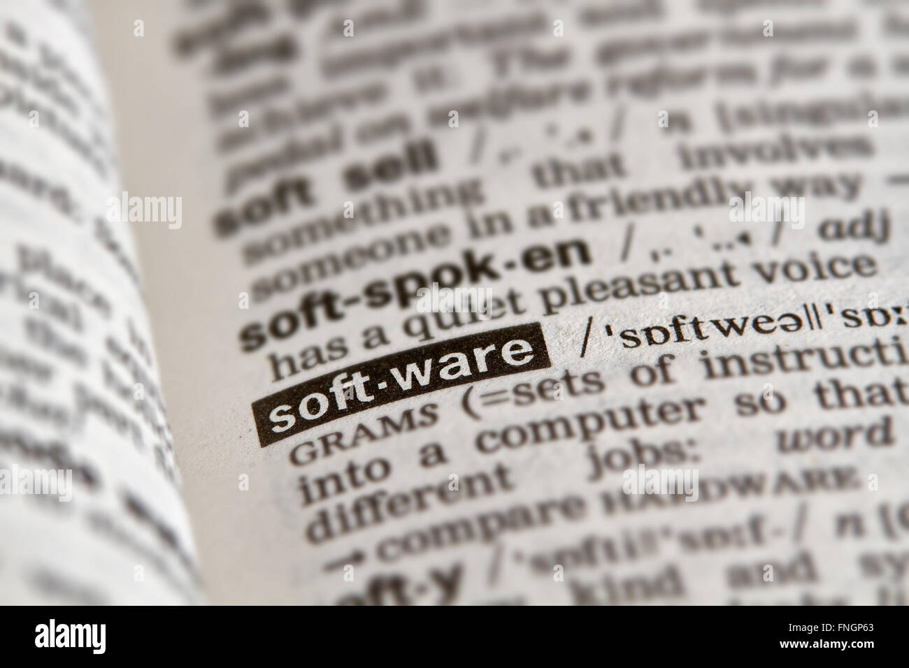 Software definizione parola di testo nella pagina del dizionario Foto Stock