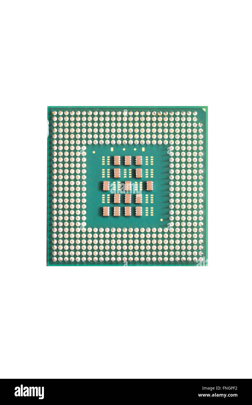 La CPU del computer o processore isolati su sfondo bianco Foto Stock