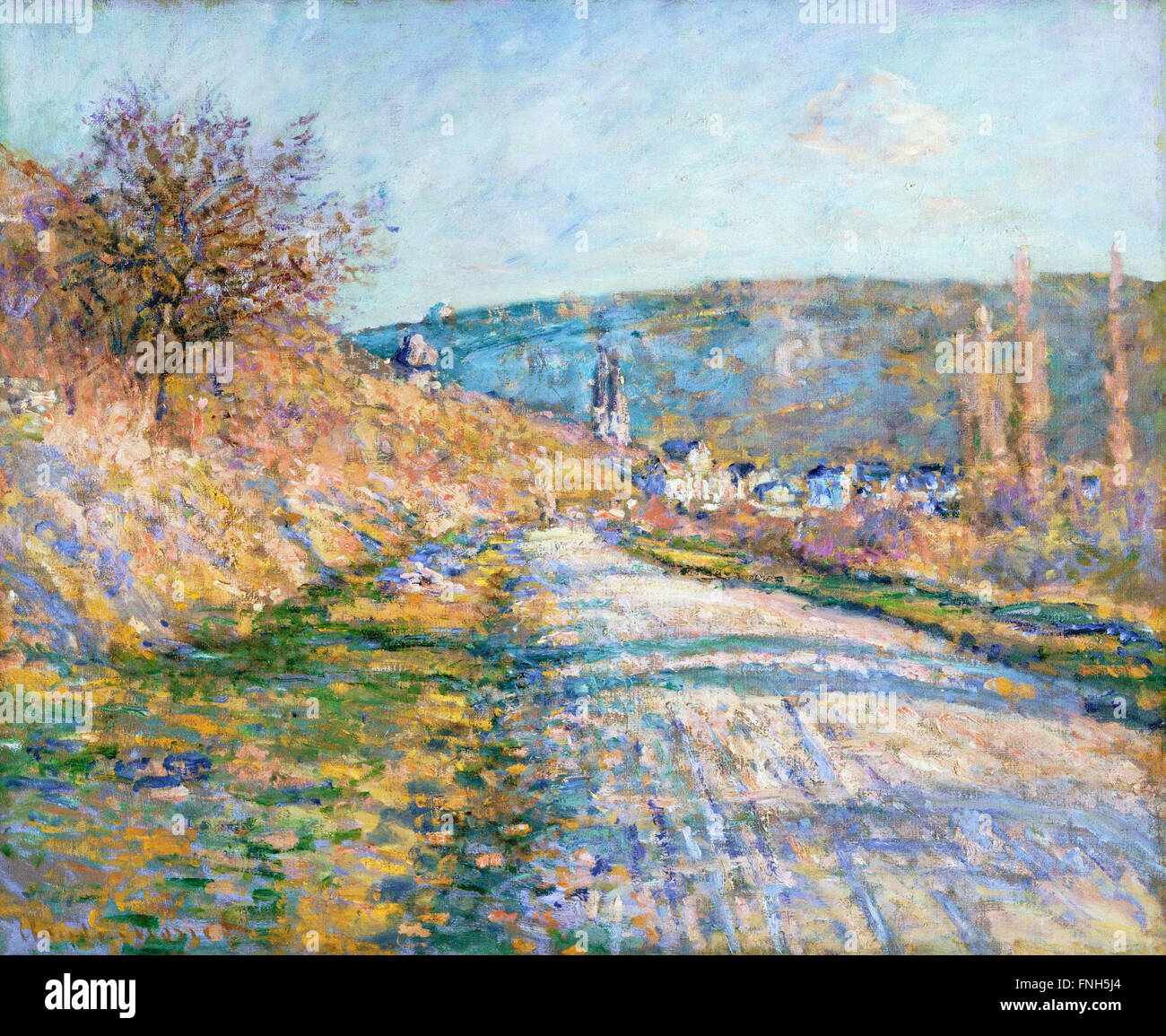 Claude Monet - La strada di v%C3%A9theuil Foto Stock