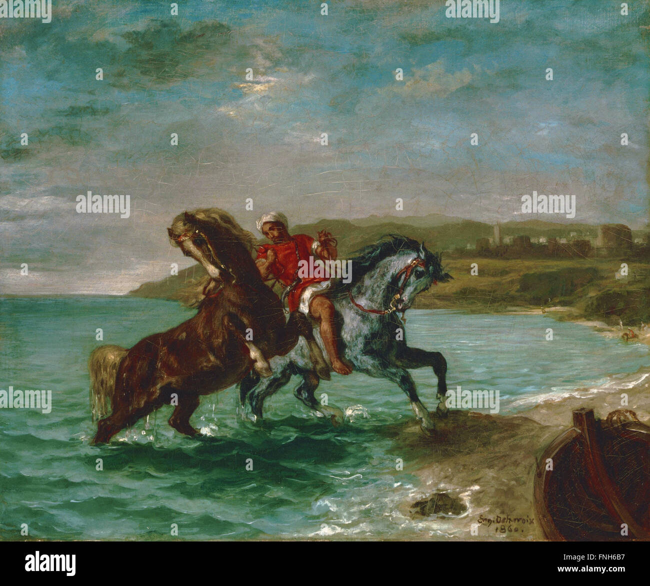 Eugène Delacroix - cavalli provenienti dal mare Foto Stock