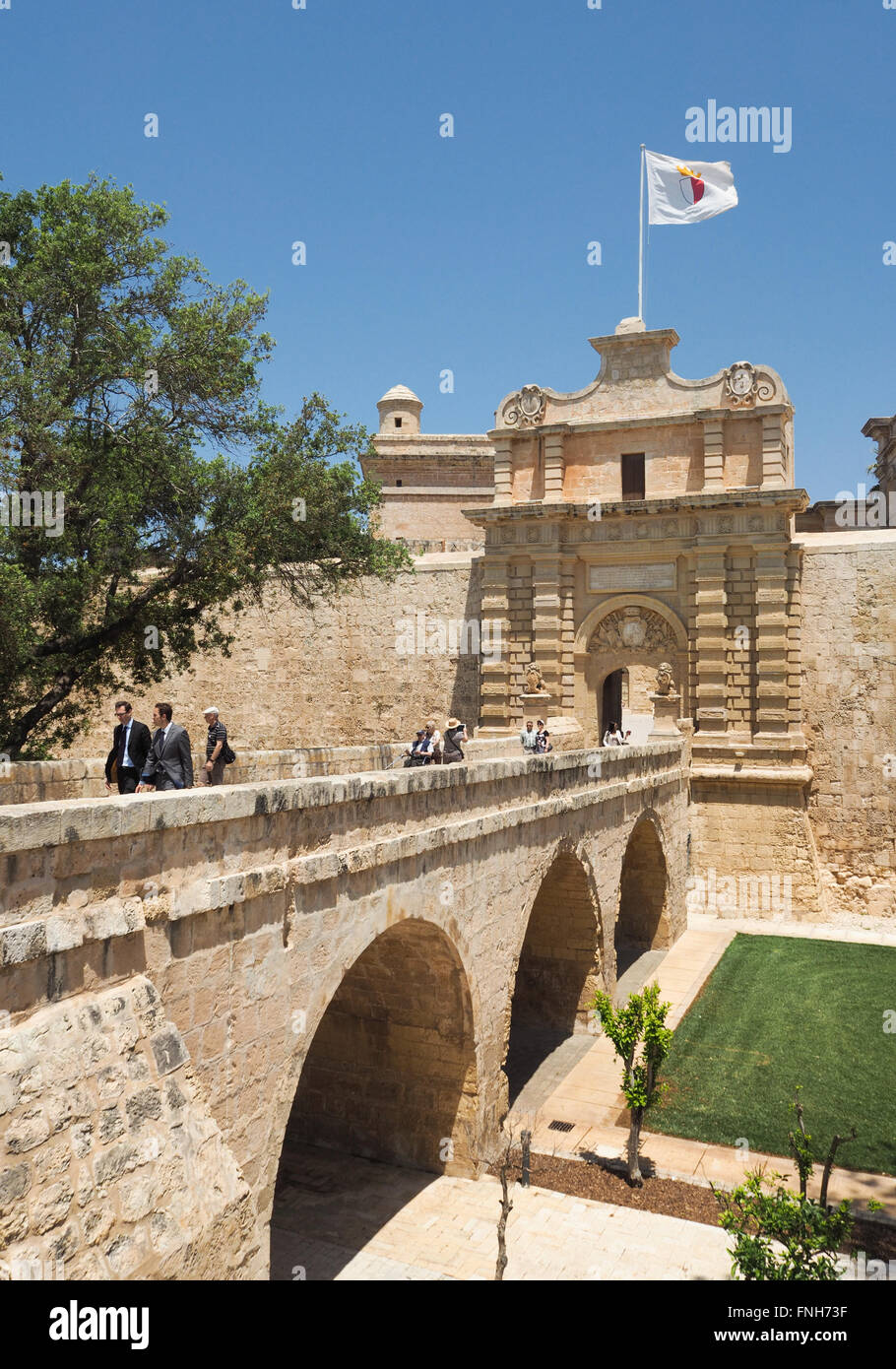 Mdina cancello in Malta. Luogo dove un paio di gioco di Troni è stato filmato Foto Stock