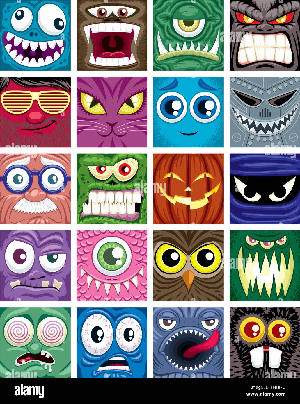 Set di 20 quadrato avatar. Illustrazione Vettoriale