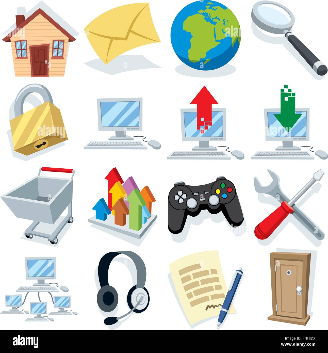 Cartoon icone di internet. Illustrazione Vettoriale