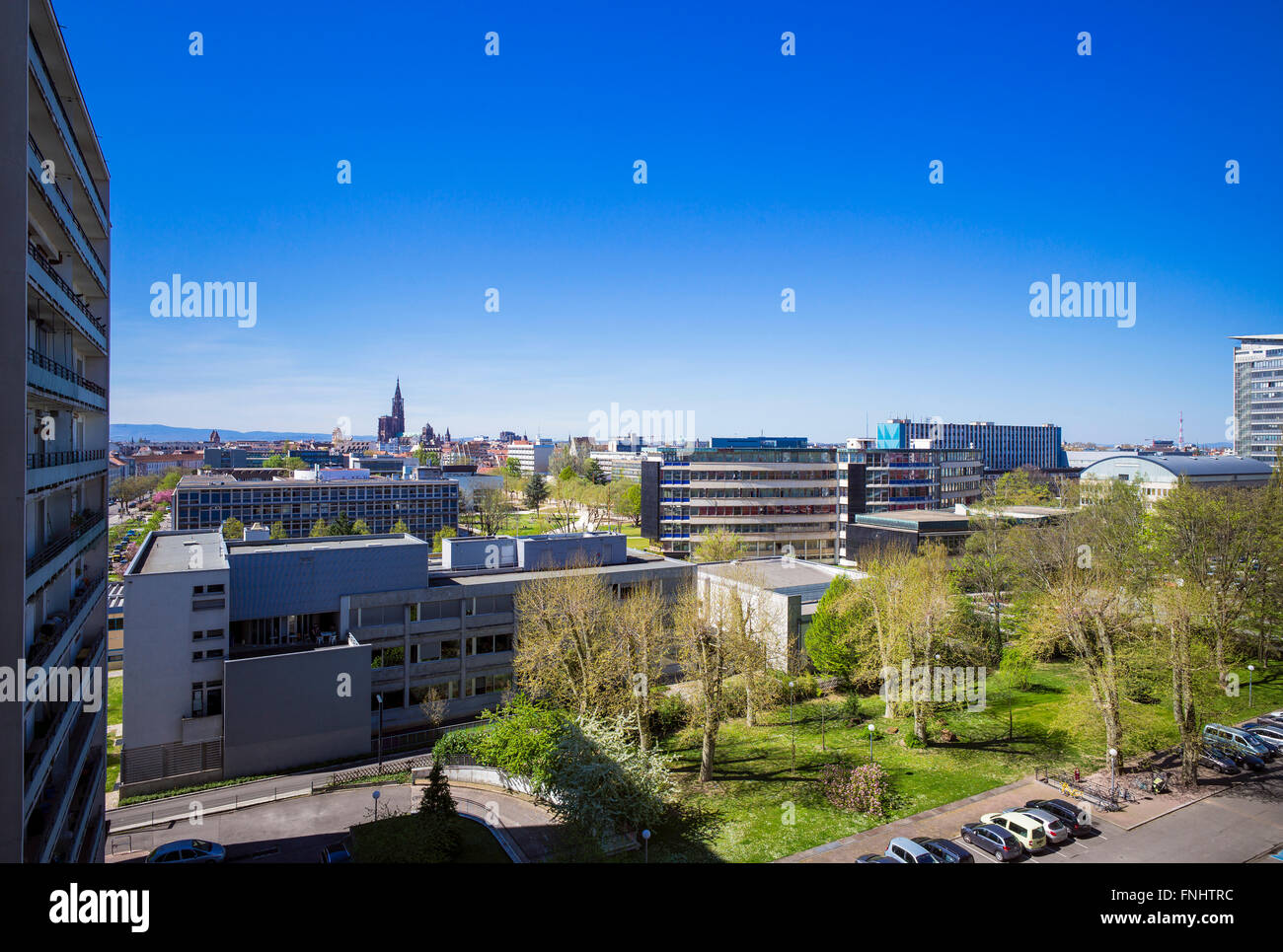 Panoramica del campus universitario, 'Esplanade' distretto, Strasburgo, Alsazia, Francia, Europa Foto Stock