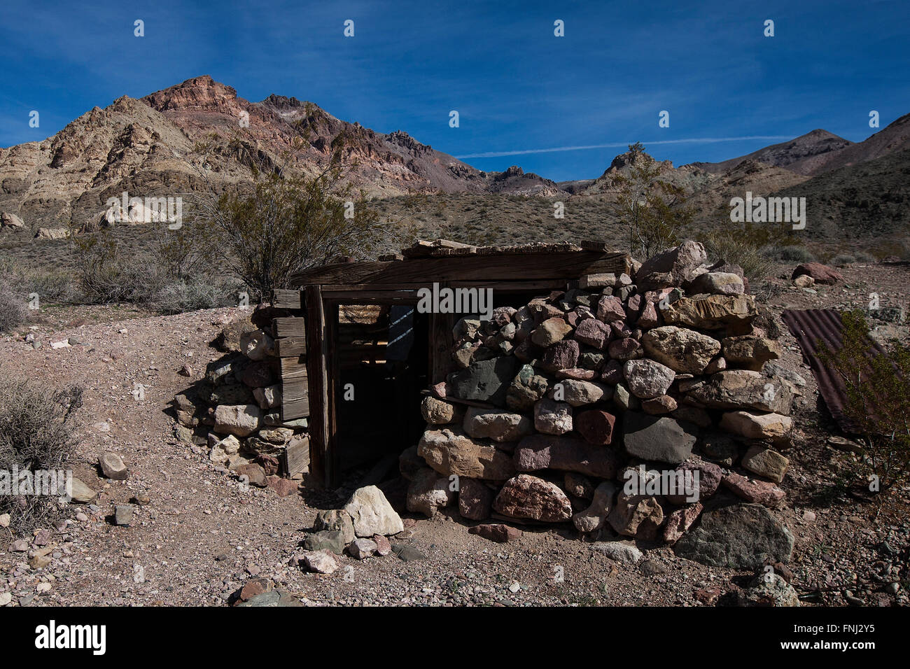 Rovine di Leadfield città fantasma, il Parco Nazionale della Valle della Morte, California, Stati Uniti d'America Foto Stock