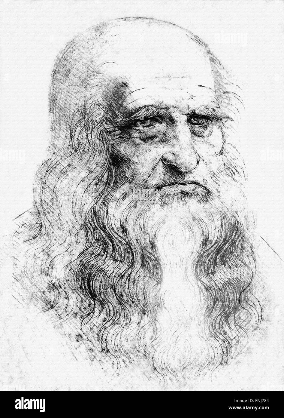 Leonardo da Vinci, in modo digitale derivato da un presunto autoritratto in gesso rosso c.1512 Foto Stock