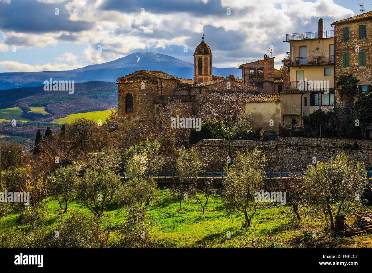 Italia Toscana Val d'Orcia Castiglione d'Orcia chiesa di Santo Stefano Foto Stock