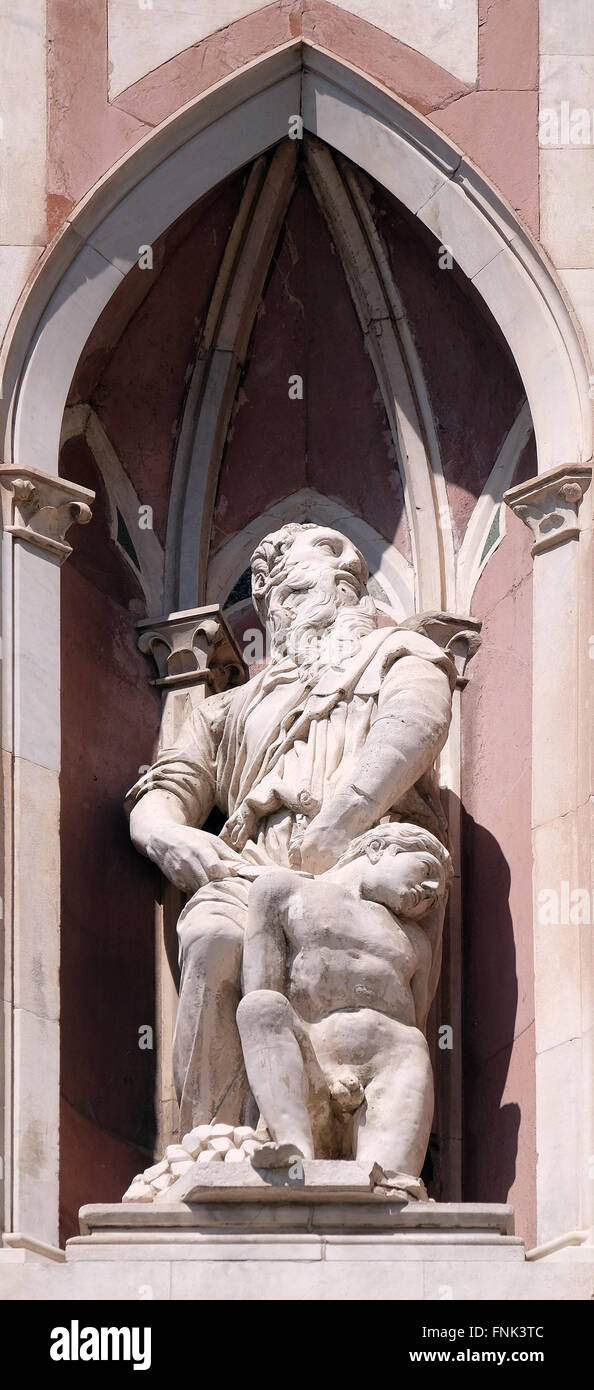Abramo sacrificare Isacco di Donatello e Nanni di Bartolo, Cattedrale di Santa Maria del Fiore, Firenze, Italia Foto Stock