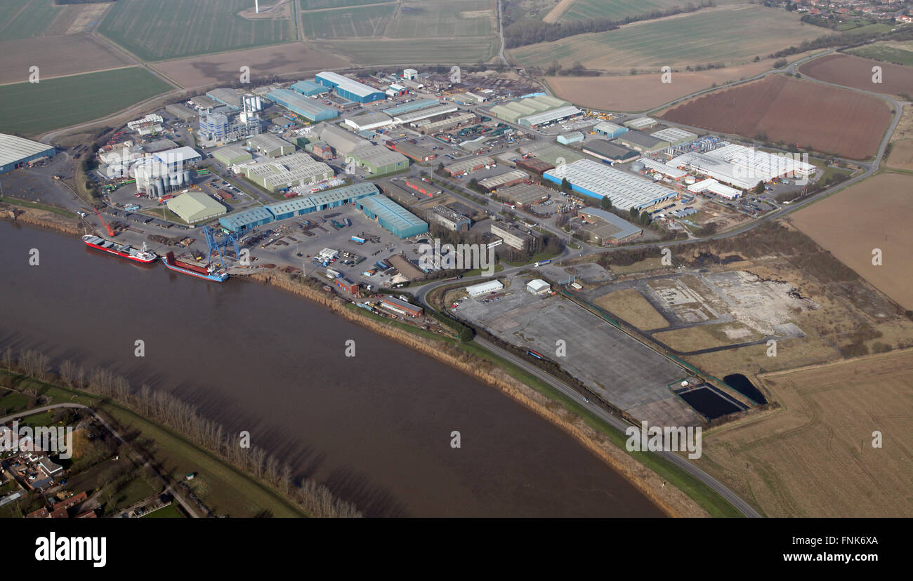 Vista aerea di Flixborough Industrial Estate in Lincolnshire, Regno Unito Foto Stock