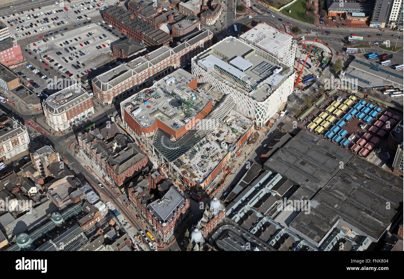 Vista aerea del Victoria Gate sviluppo in Leeds, Marzo 2016 Foto Stock