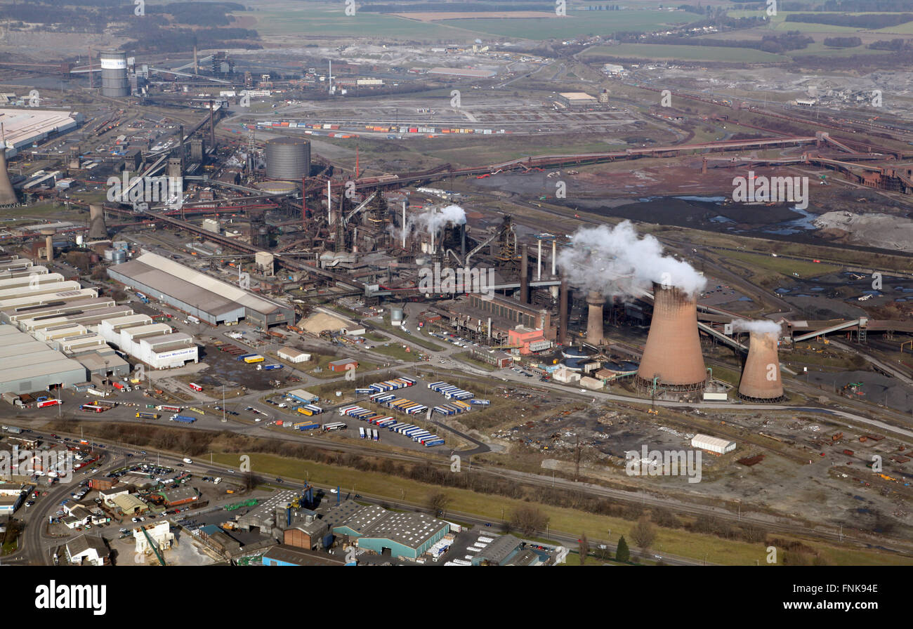 Vista aerea della British Steel Tata acciaierie Scunthorpe, Lincolnshire, Regno Unito Foto Stock