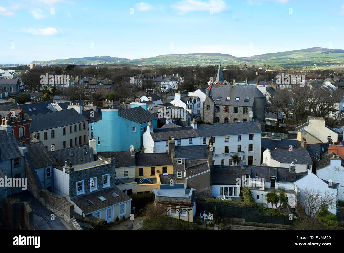 Vista di Castletown da Castle Rushen Foto Stock