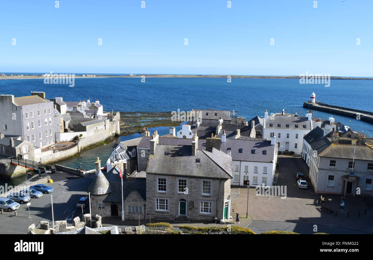 Vista di Castletown da Castle Rushen Foto Stock
