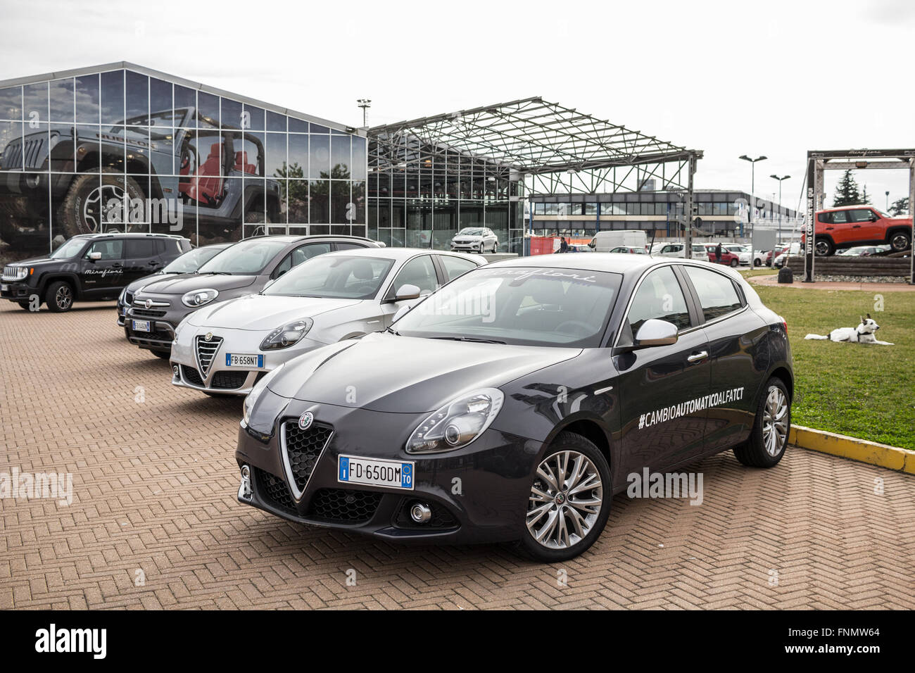 Alfa Romeo Mito in un aperto showroom Foto Stock