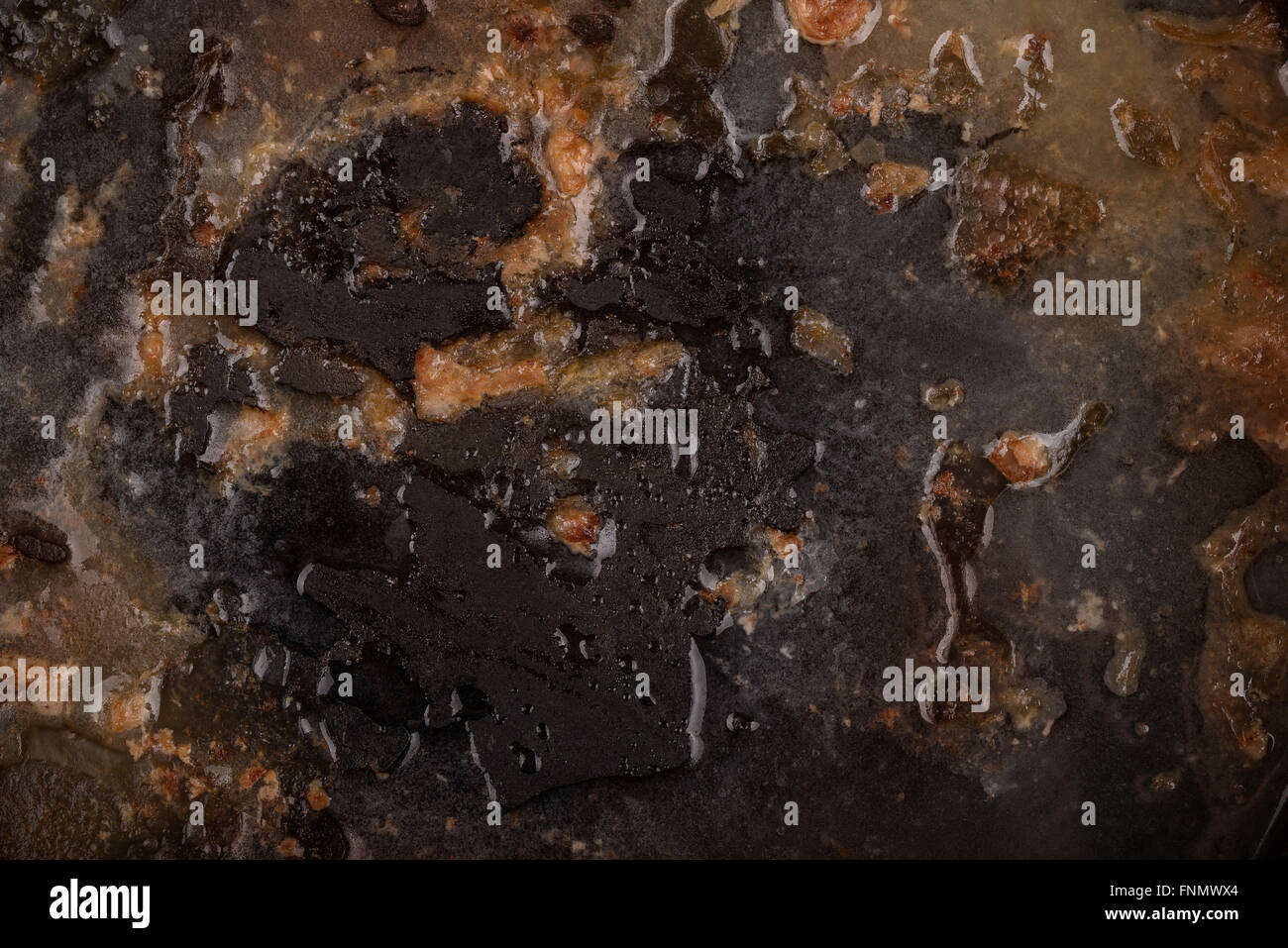 Close up della padella con gli avanzi di cibo Foto Stock